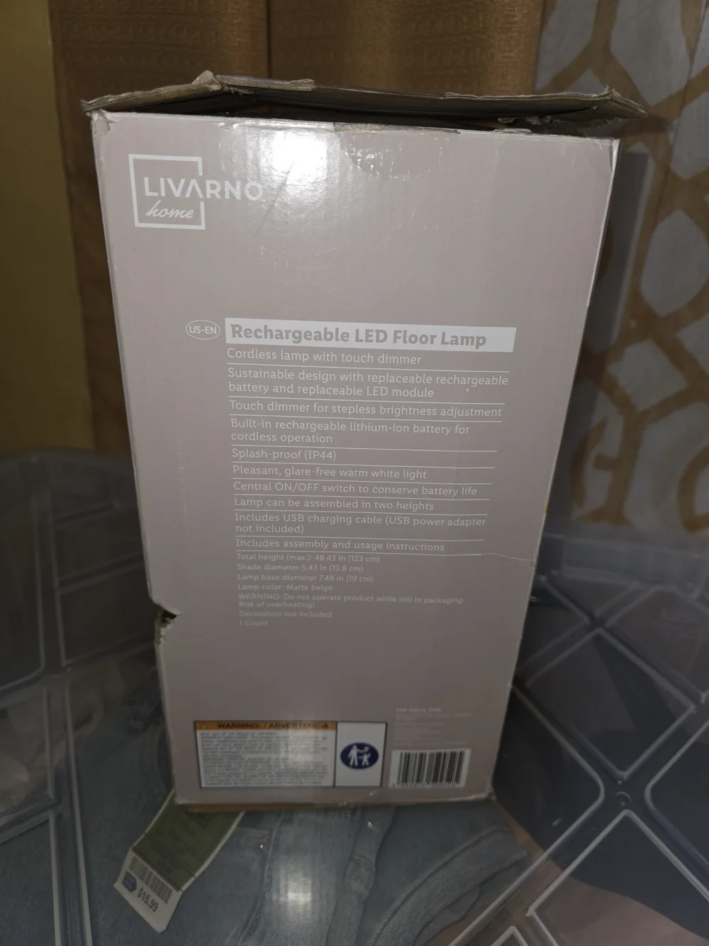 Matte Beige Rechargeable Cordless LED Floor Lamp